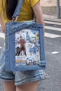 Cute Comic-Style Book Ita Bag with Crossbody and Backpack Design