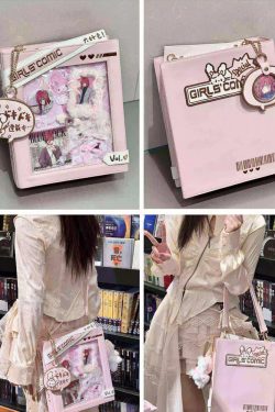 Cute Comic-Style Book Ita Bag with Crossbody and Backpack Design