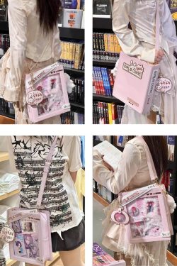 Cute Comic-Style Book Ita Bag with Crossbody and Backpack Design