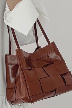 Cute Pink Faux Leather Braid Satchel Handbag