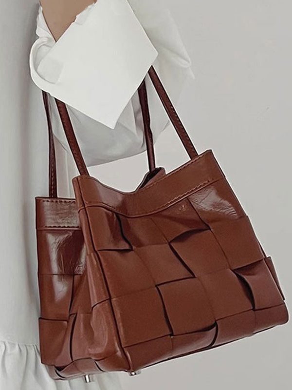 Cute Pink Faux Leather Braid Satchel Handbag