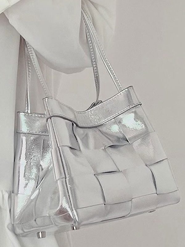 Cute Pink Faux Leather Braid Satchel Handbag