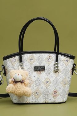 Cute White Jacquard Solid Durable Faux Leather Tote Handbag