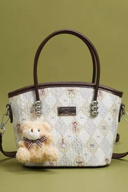 Cute White Jacquard Solid Durable Faux Leather Tote Handbag