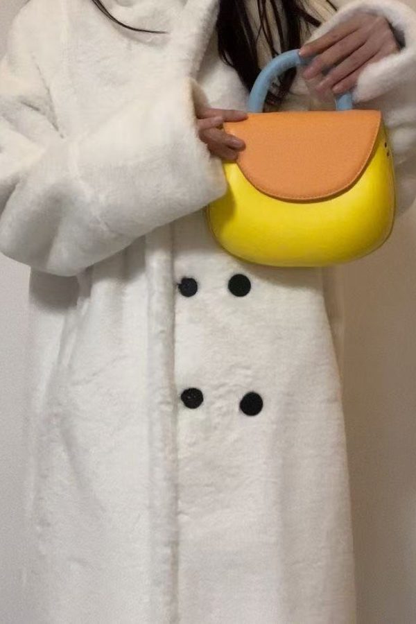 Cute Yellow Solid Durable Faux Leather Versatile Tote Bag
