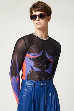 Cyberpunk Abstract Painting Mesh Top