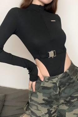 Cyberpunk Belted Corduroy Bodysuit