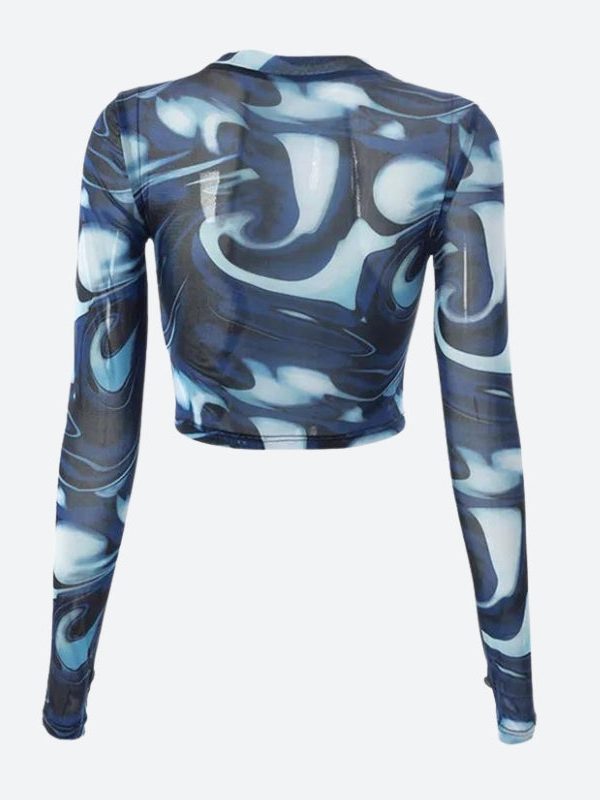 Cyberpunk Blue Aura Sheer Top