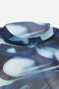 Cyberpunk Blue Aura Sheer Top