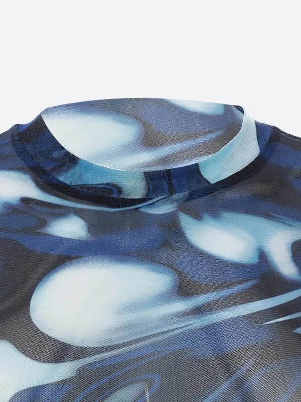 Cyberpunk Blue Aura Sheer Top