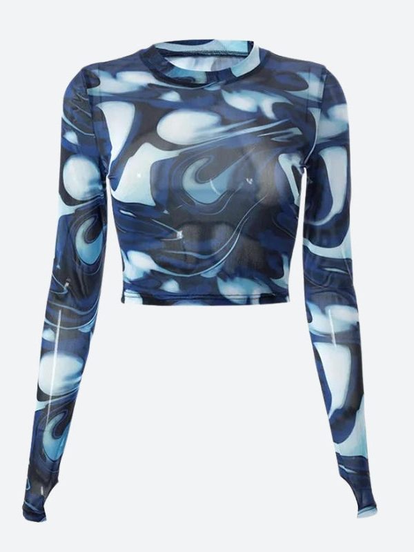 Cyberpunk Blue Aura Sheer Top