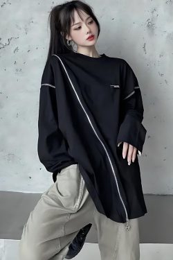 Cyberpunk Cross Zip-Up Top