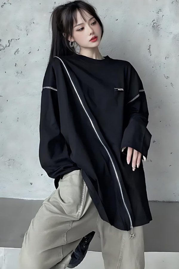 Cyberpunk Cross Zip-Up Top