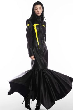 Cyberpunk Faux Leather Maxi Dress