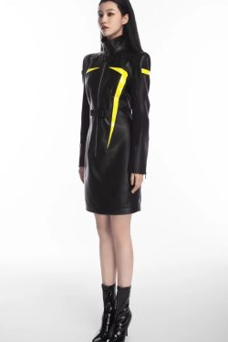 Cyberpunk Faux Leather Maxi Dress