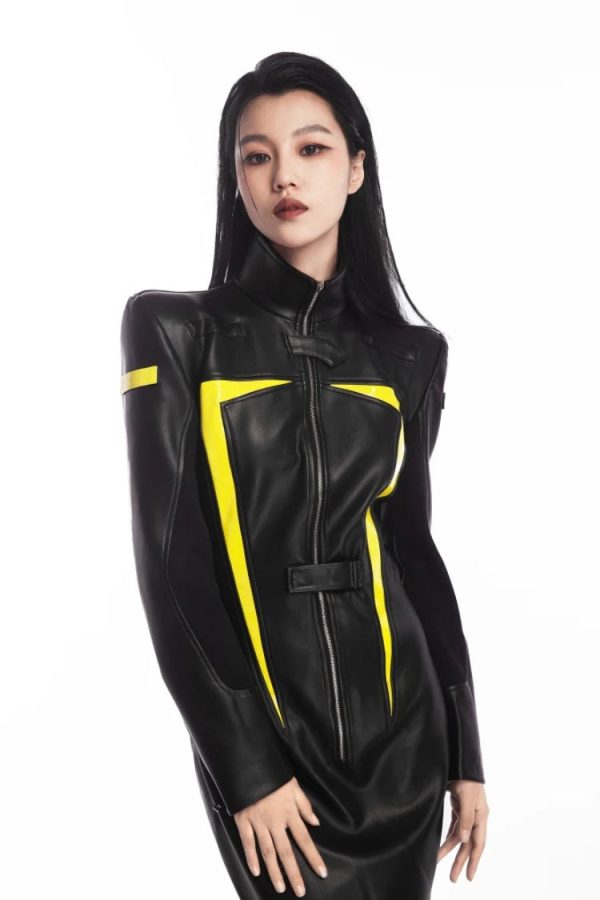 Cyberpunk Faux Leather Maxi Dress