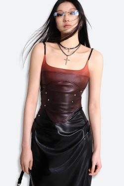 Cyberpunk Faux Leather Midi Dress