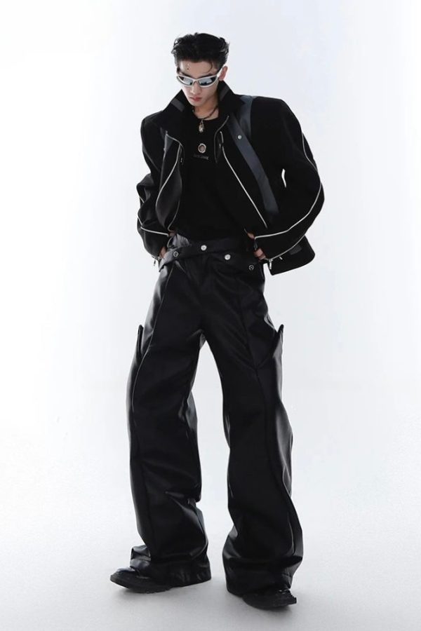 Cyberpunk Faux Leather Wide Leg Pants