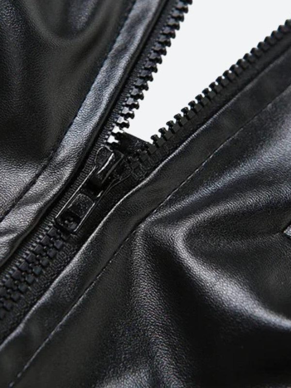 Cyberpunk Faux Leather Zip Up Top