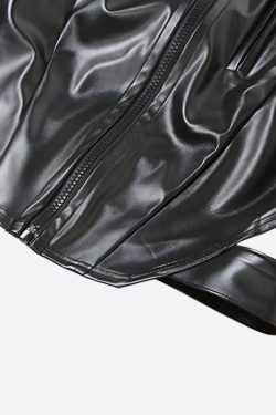 Cyberpunk Faux Leather Zip Up Top