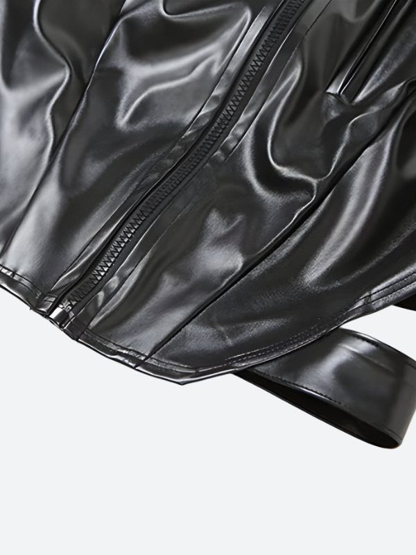 Cyberpunk Faux Leather Zip Up Top