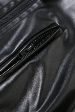 Cyberpunk Faux Leather Zip Up Top