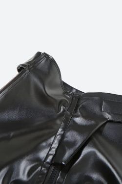 Cyberpunk Faux Leather Zip Up Top