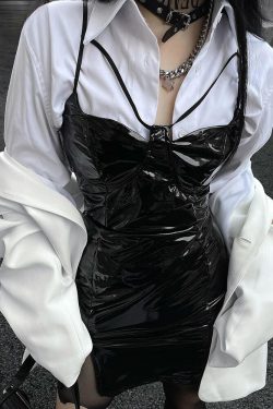 Cyberpunk Faux Patent Leather Mini Dress