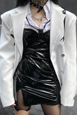 Cyberpunk Faux Patent Leather Mini Dress