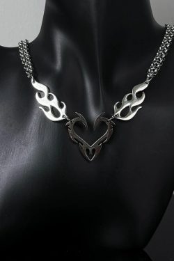 Cyberpunk Flame Heart Necklace