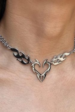 Cyberpunk Flame Heart Necklace