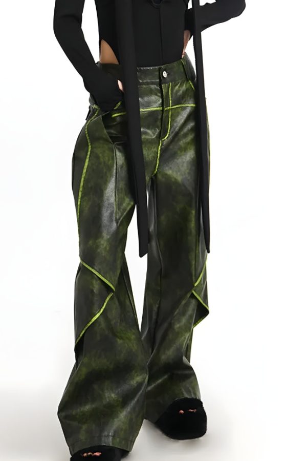 Cyberpunk Forest Faux Leather Pants