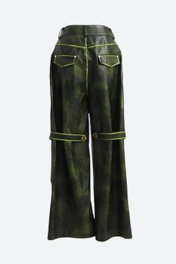 Cyberpunk Forest Faux Leather Pants