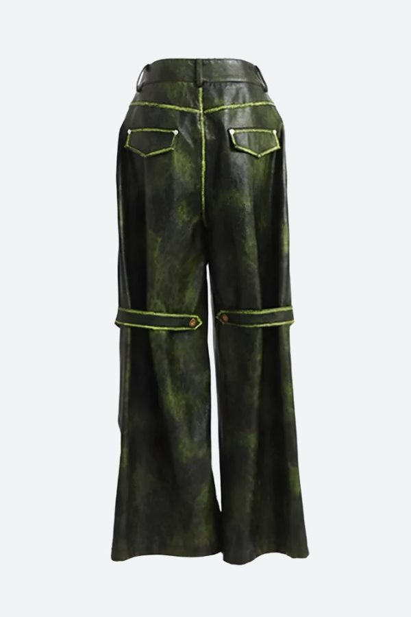 Cyberpunk Forest Faux Leather Pants
