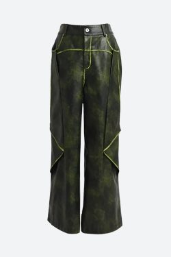 Cyberpunk Forest Faux Leather Pants