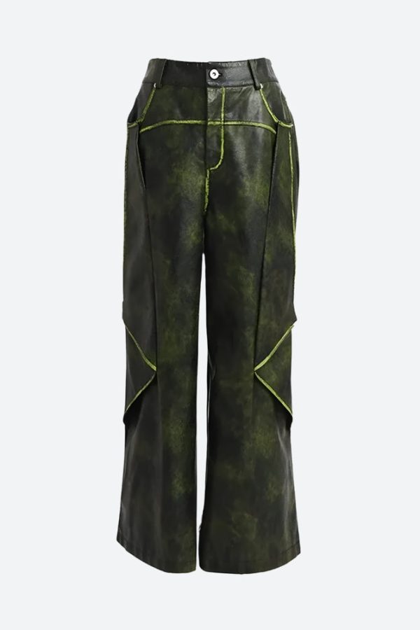 Cyberpunk Forest Faux Leather Pants