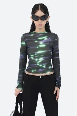 Cyberpunk Green Lights Mesh Top