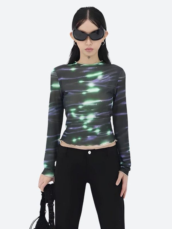 Cyberpunk Green Lights Mesh Top