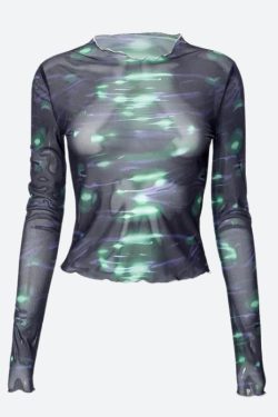 Cyberpunk Green Lights Mesh Top