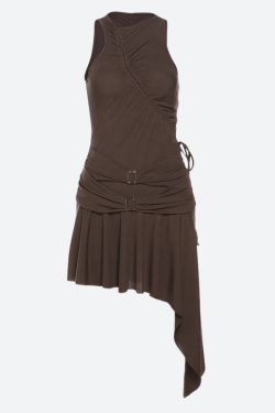 Cyberpunk Ruched Asymmetric Mini Dress