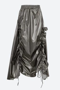 Cyberpunk Ruched Parachute Maxi Skirt