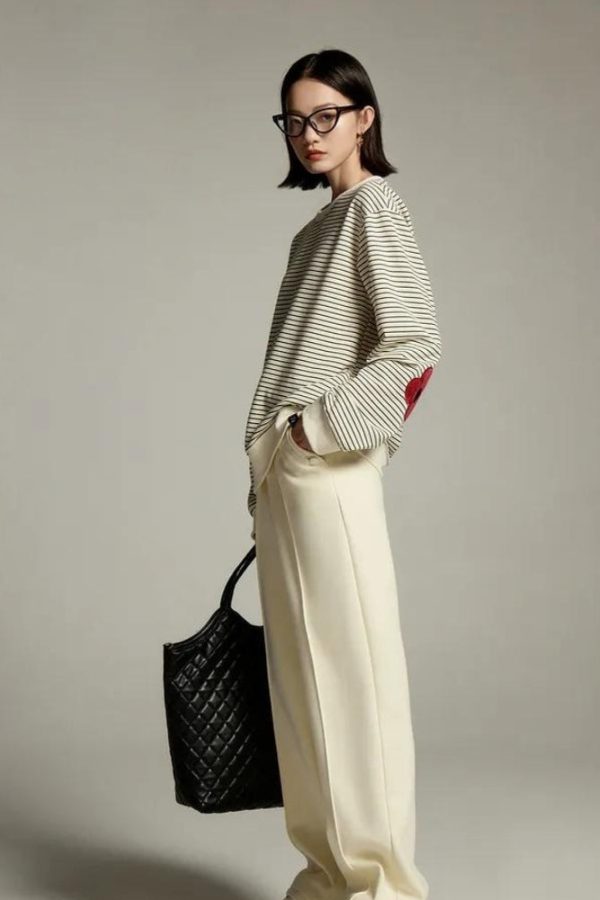Daisy Embroidered Striped Sweatshirt