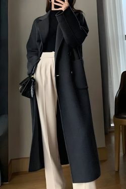 Dark Academia Belted Long Coat