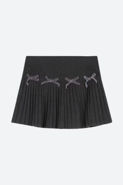 Dark Academia Bow Pleated Mini Skirt