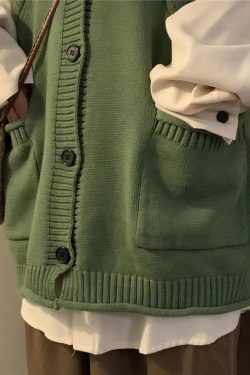 Dark Academia Deep V-Neck Sleeveless Cardigan