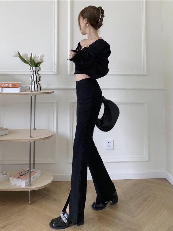 Dark Academia Hem Split Pants