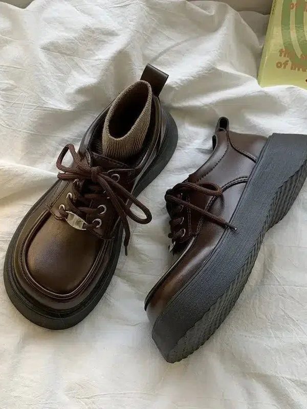 Dark Academia Lace Up Mary Jane Shoes