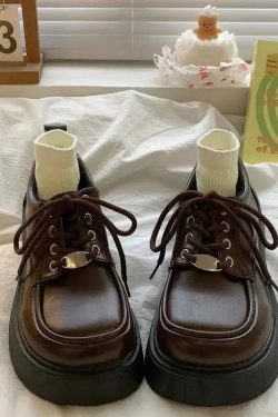 Dark Academia Lace Up Mary Jane Shoes