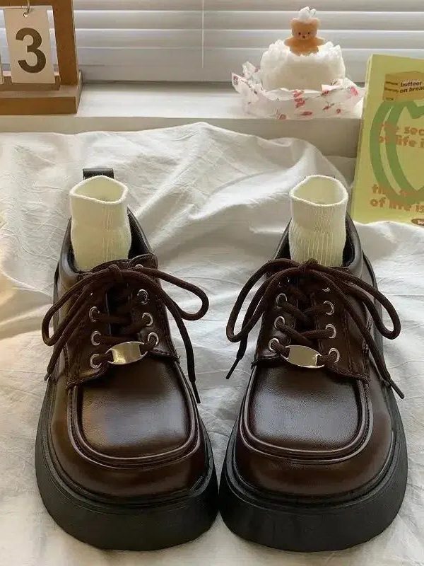 Dark Academia Lace Up Mary Jane Shoes