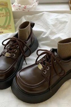 Dark Academia Lace Up Mary Jane Shoes